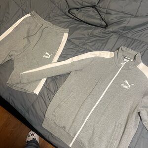 Puma Gray and White Athletic Sweat Suit